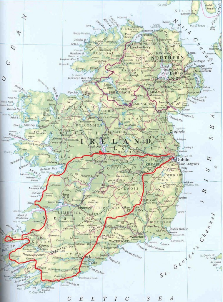 Route of Our Irish Road Trip (More or Less)
