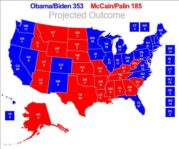 Red State/Blue State Divisions - 2008 Uhited States Presidential Election