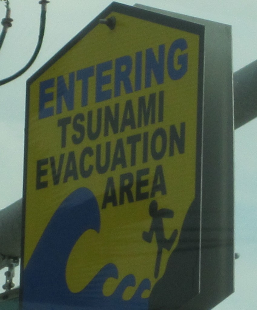Tsumami Warning sign, Kona, Big Island, Hawaii
