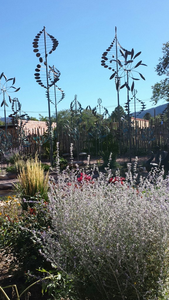 A sculpture garden outside a Canyon Road art gallery, Santa Fe, New Mexico