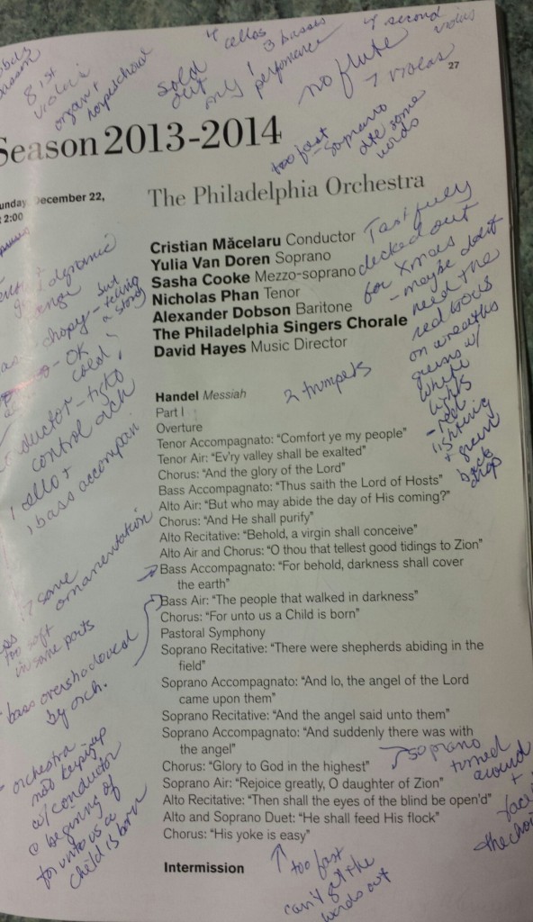 "Music Reviewer's" Notes on the Philadelphia Orchestra program for Handel's Messiah - 2013