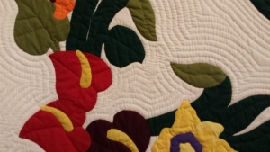 Close up of Hand Sewn Hawaiian Quilting Stiches