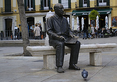 Pablo Picasso statue  in Plaza Merced, Malaga, Spain