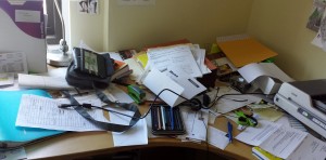 If the condition of one's desk is indicative of the state of one's mind---I'm in serious trouble.