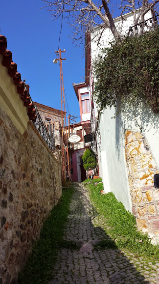 Street leading to the Taksiyarhis Pansiyon in Ayvalik, Turkey