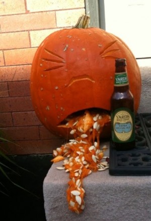 I suspect this pumpkin accurately represents how some Halloween revelers felt as the night wore on.