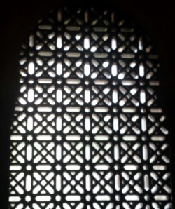A window in the Mezquita with a Mudejar (Muslim) motif.