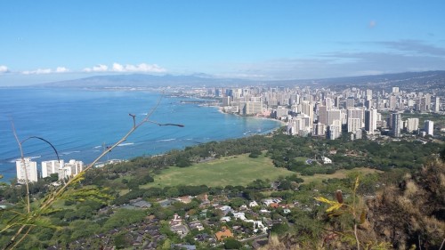 View from the top of Diamond Head looking down on Waikiki Beach