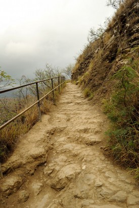 The tuff surface of the Diamond Head trail