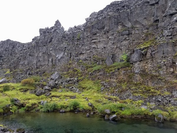 eastern edge of North American Tectonic Plate at Thingvellir National Park in Iceland on the Golden Circle Tour route