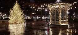 Holiday lights on Rittenhouse Square in Philadelphia
