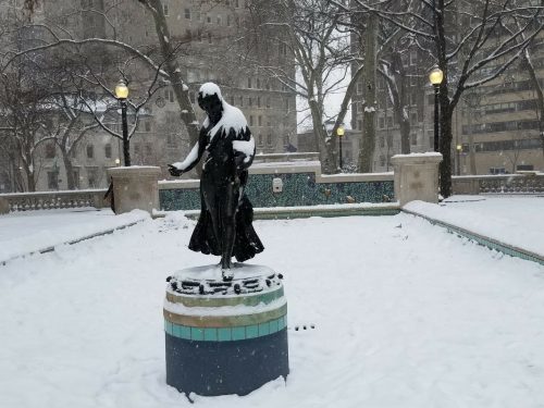 Rittenhouse Square Philadelphlia snow scene