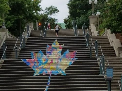 Canadian Maple Leaf on Stairs, Ottawa, Canada