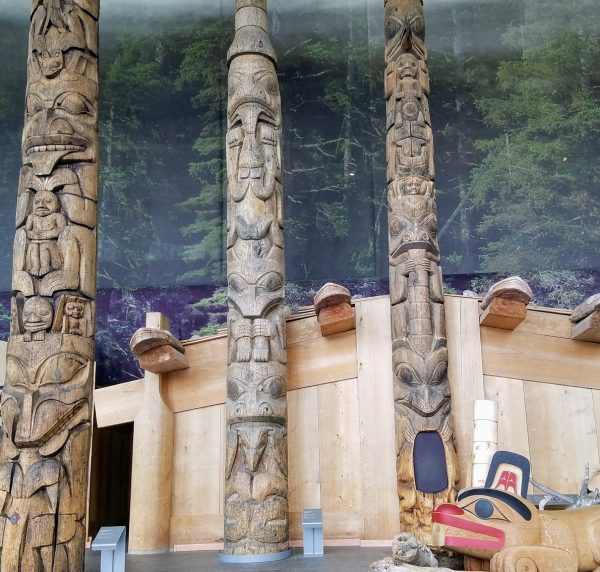 Totem poles in the Canadian Museum of History, Gatineau, Quebec, Canada