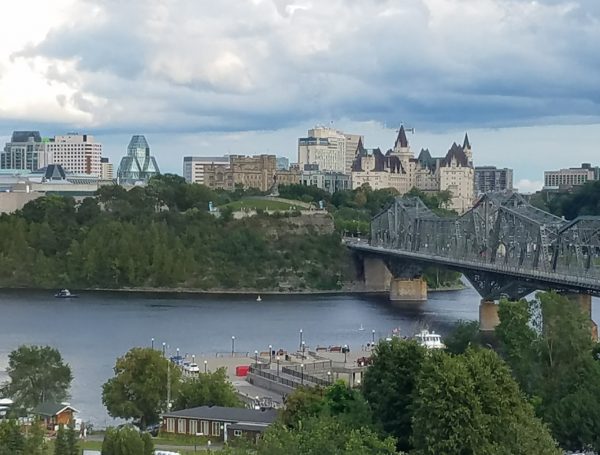 Ottawa's Parliament Hill across the Alexandra Bridge from Gatineau, Quebec