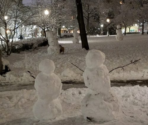 Snowmen on Rittenhouse Square, Philadelphia