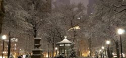 Rittenhouse Square snow scene in Philadelphia march 2018