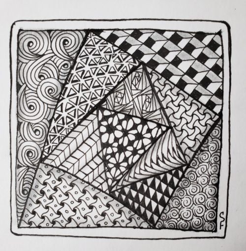 Zentangle Paradox string with tangles