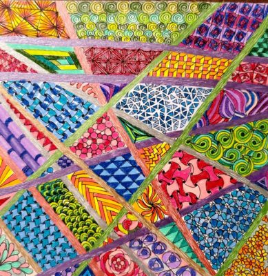 Crazy Quilt in color, Zentangle Inspired art